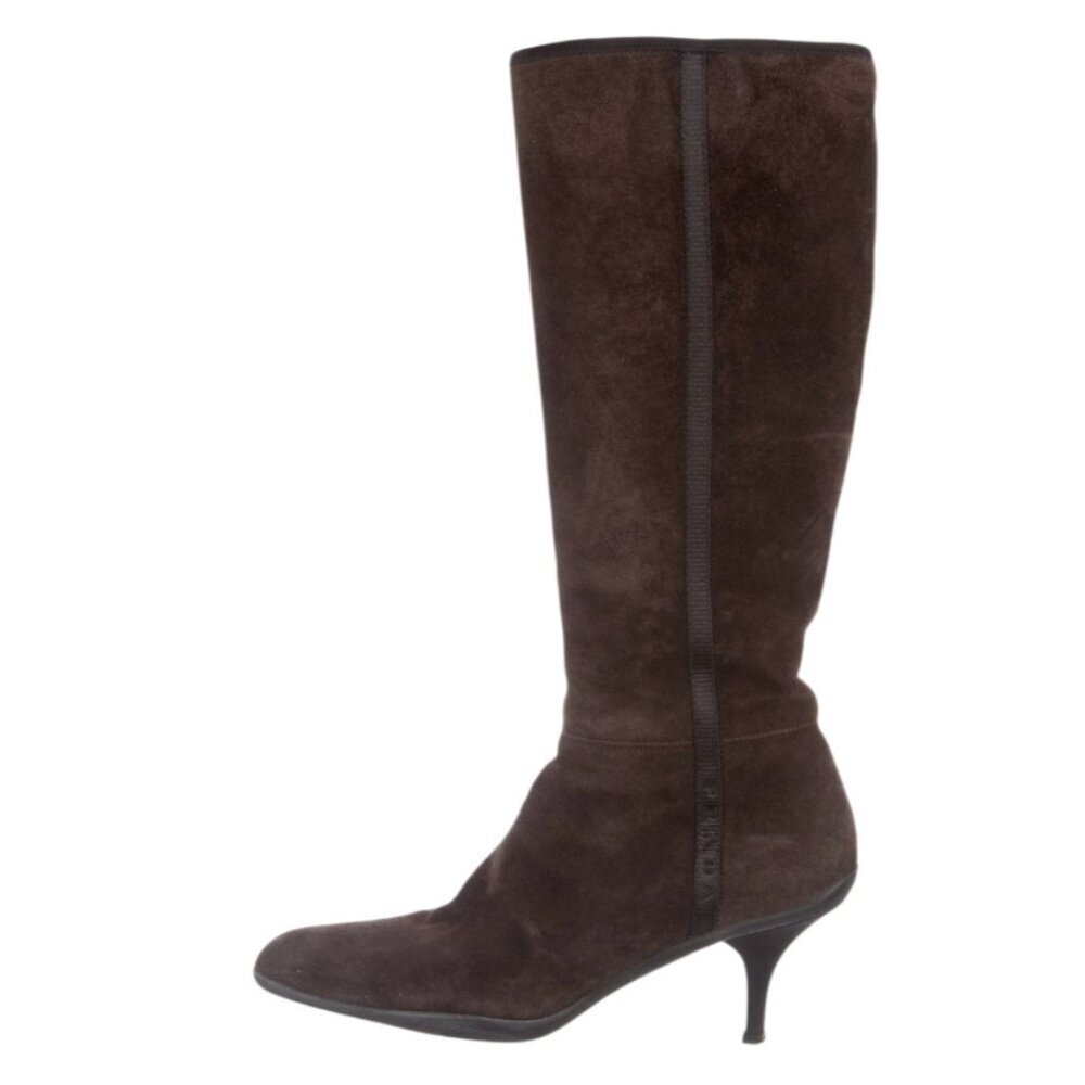 PRADA BROWN SUEDE HEELED BOOTS - EU 38.5/US 8 - Picture 7 of 16
